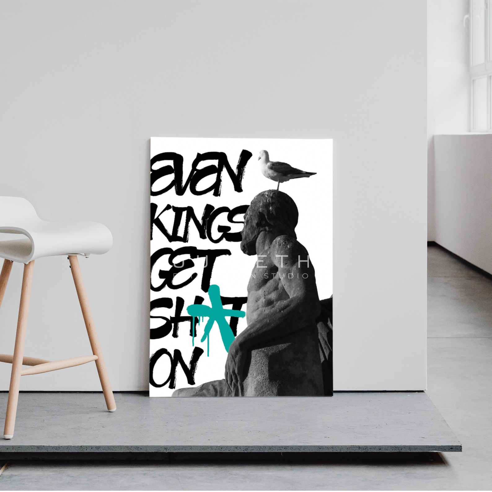 King Statue Graffiti Print | Funny Edgy Urban Decor
