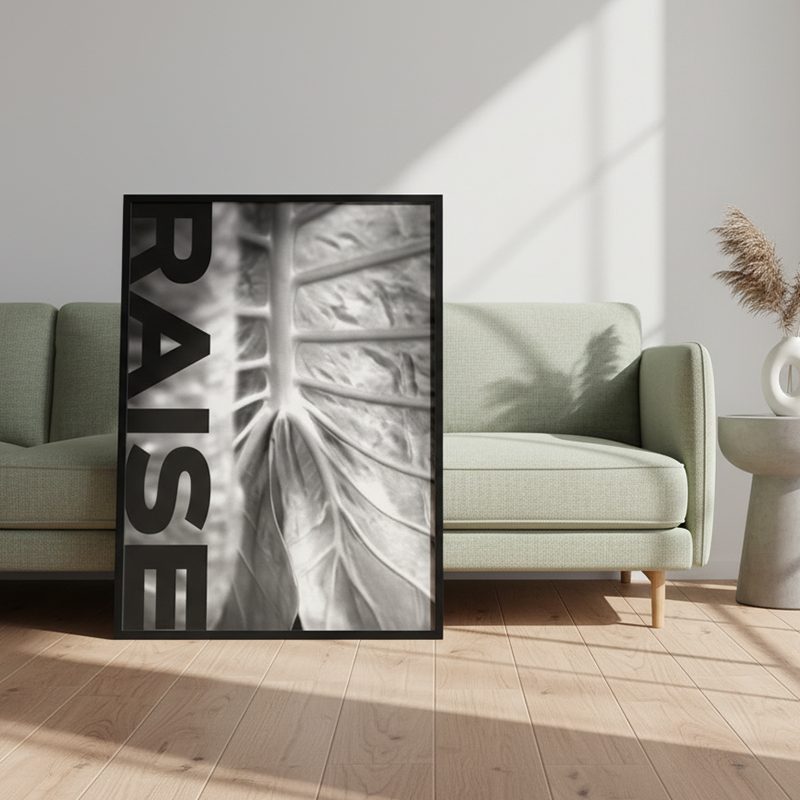 RAISE Minimalist Leaf Print | Modern Black & White Decor