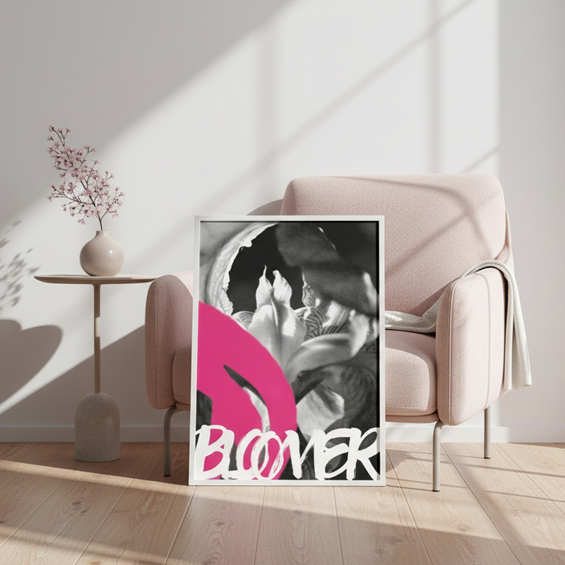 BLOOMER Graffiti Print | Pink Urban Botanical Wall Art