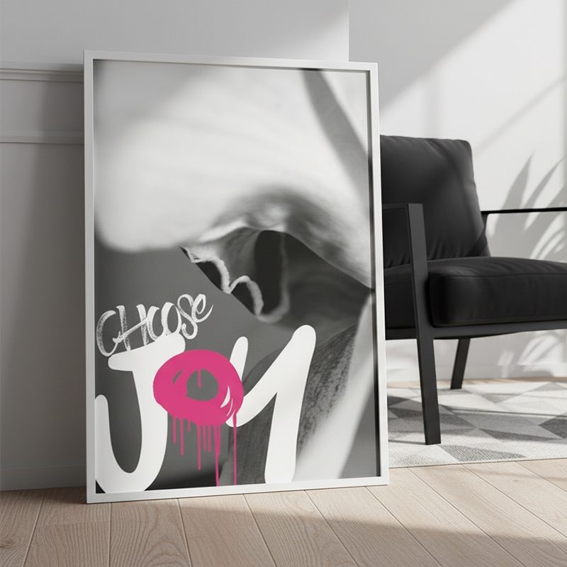 Choose Joy Graffiti Art Print | Pink Urban Floral Decor