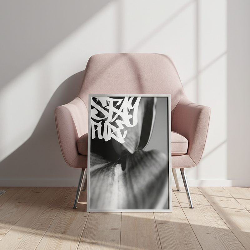 Stay Pure Graffiti Print | Minimalist Orchid Wall Art