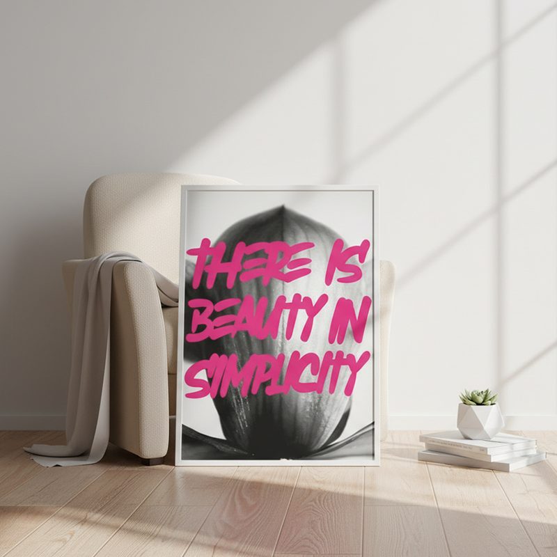 Pink Graffiti Floral Print | Black & White Urban Art Decor