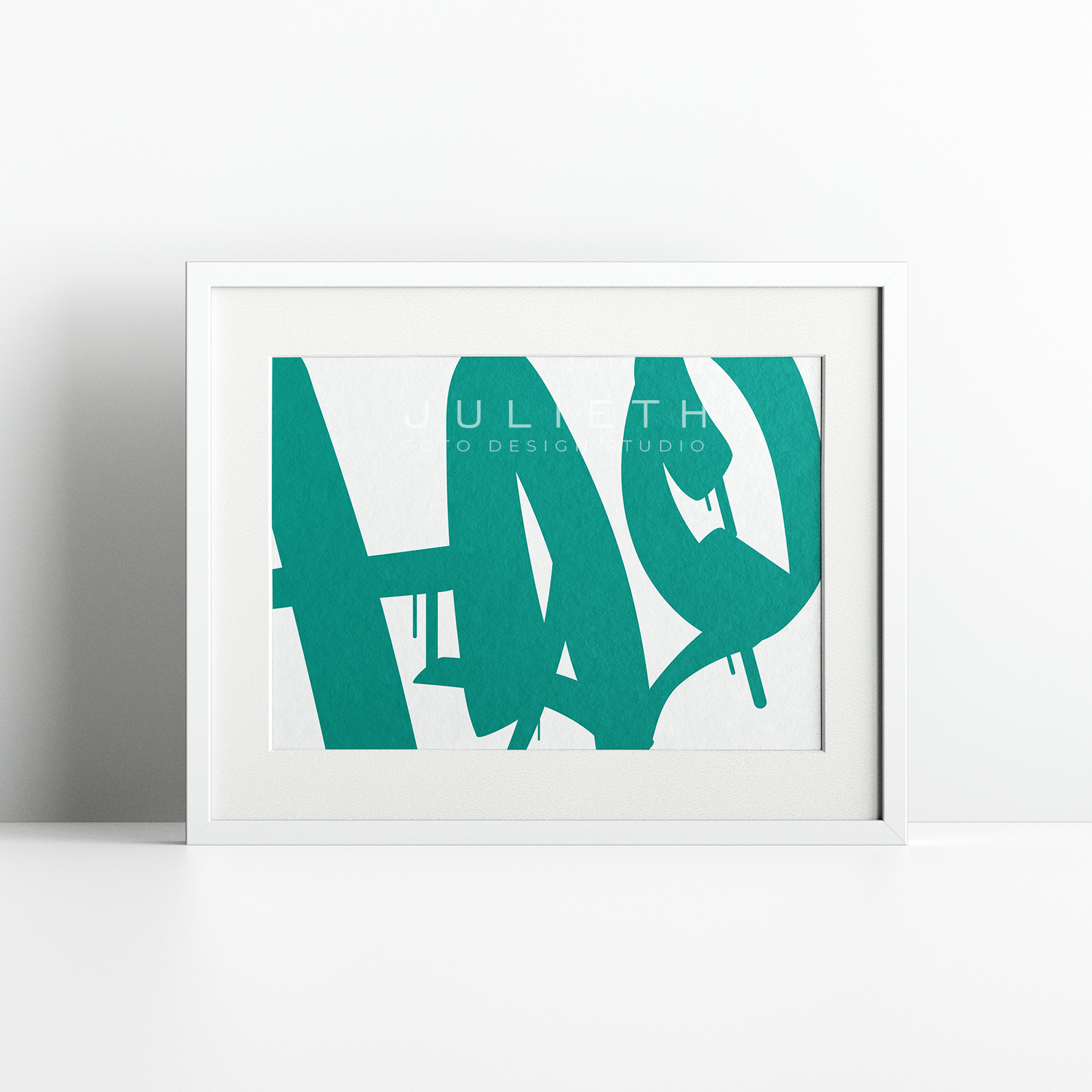 Halo Graffiti Print | Minimalist Turquoise Typography Art