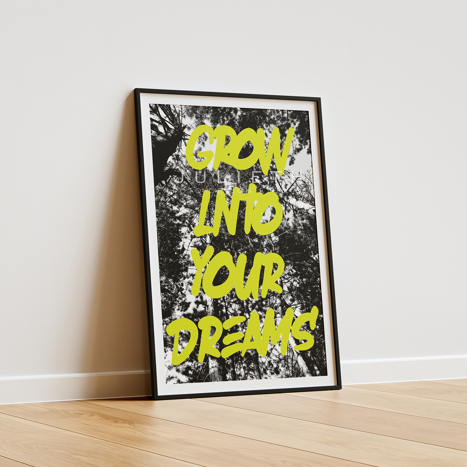Graffiti Botanical Print: "Grow Into Your Dreams" Motivational Art