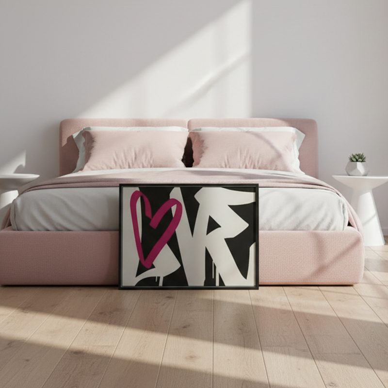 Love Graffiti Art Print | Urban Pink Heart Wall Decor