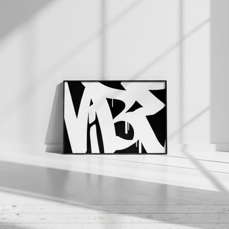 VIBE Graffiti Art Print | Bold Black and White Typography