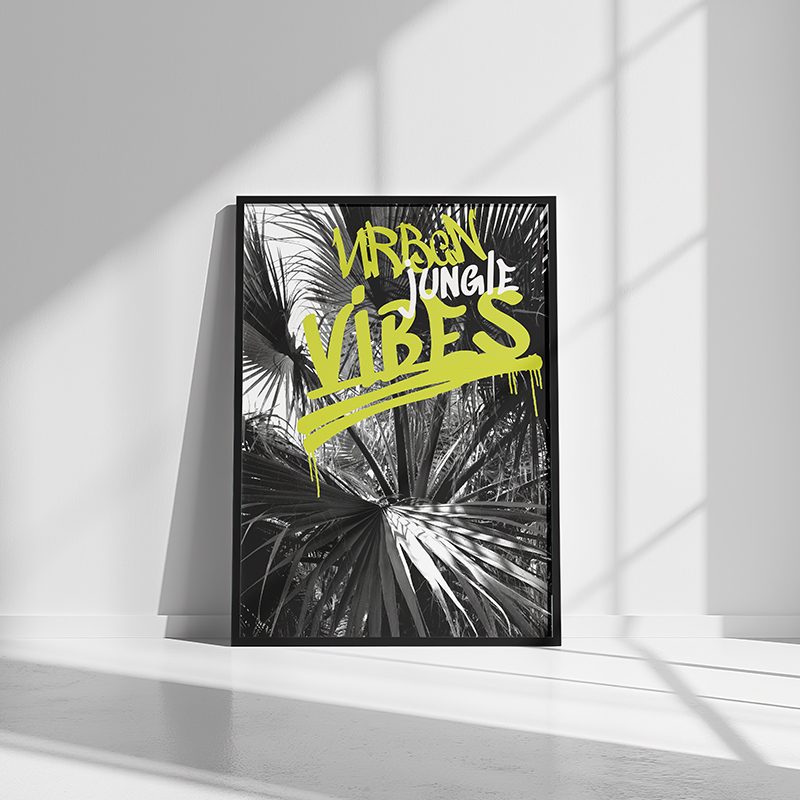 Urban Jungle Graffiti Poster | Banana Green Palm Art