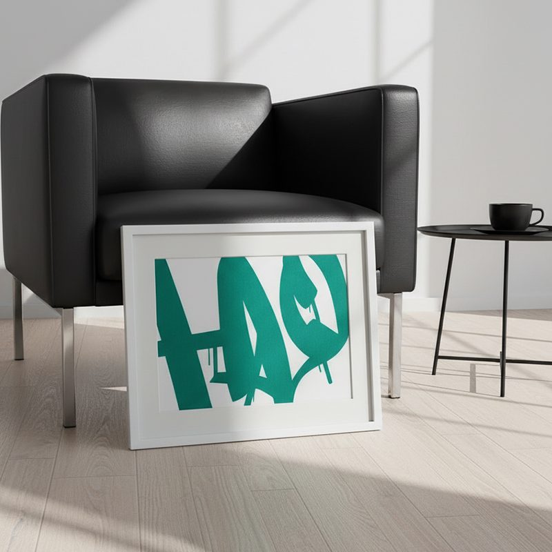 Halo Graffiti Print | Minimalist Turquoise Typography Art