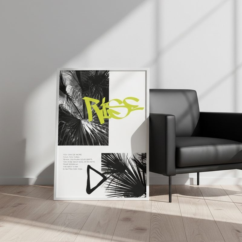 RISE Graffiti Typography Poster | Black & White Urban Art