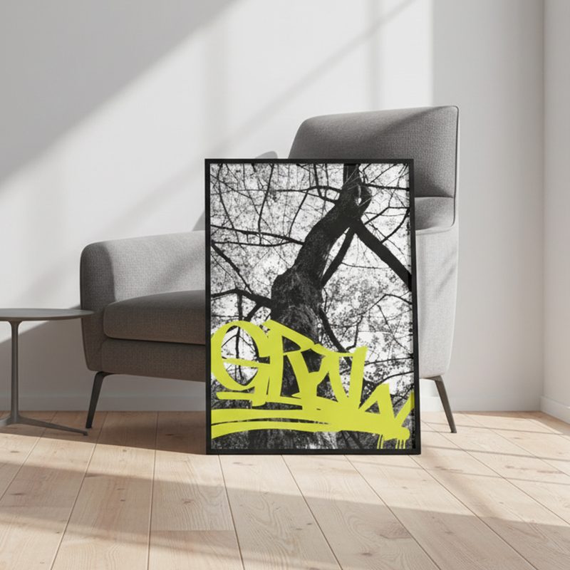 GROW Tree Graffiti Print | Urban Nature Photography