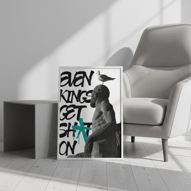 King Statue Graffiti Print | Funny Edgy Urban Decor
