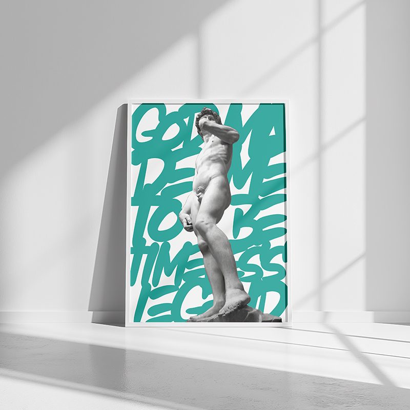 David Sculpture Graffiti Art Print | Turquoise Legend Decor