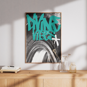 Devine Vibe Graffiti Print | Turquoise Temple Tunnel Art